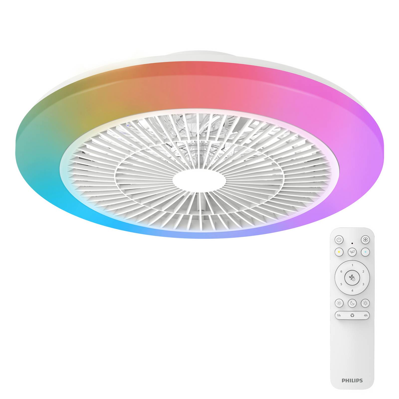 Philips LED-Deckenventilator Amigo, weiß, 48 cm, CCT, RGB