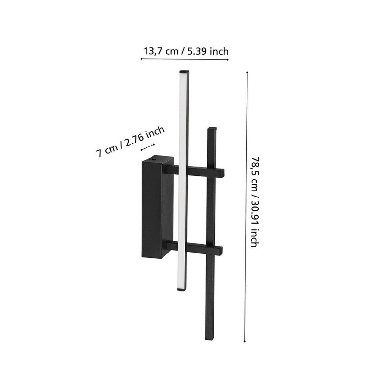 EGLO LED-Wandleuchte TREPILIANO, schwarz, Höhe 46 cm, Metall