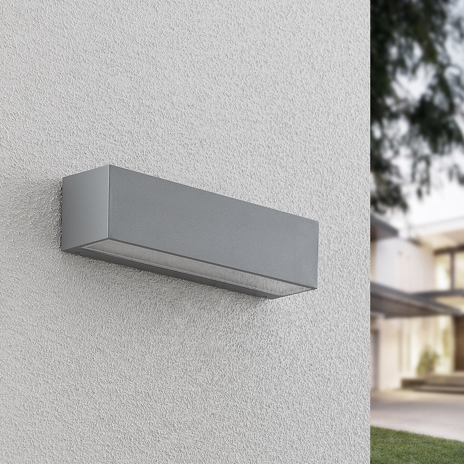 Lengo LED Draußen Wandleuchte Down L25 Silber - Lucande