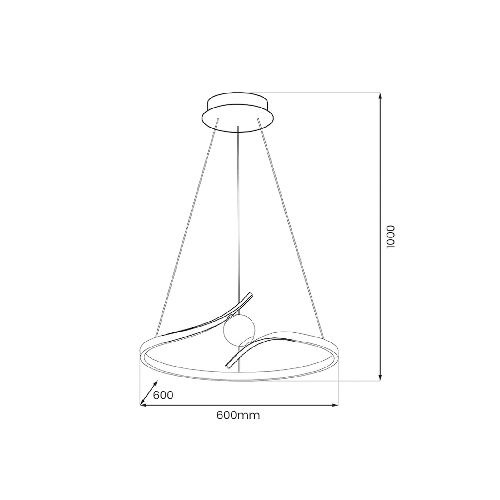 LED-Hängeleuchte Perla, Metall, Acryl, schwarz, 4.000 K