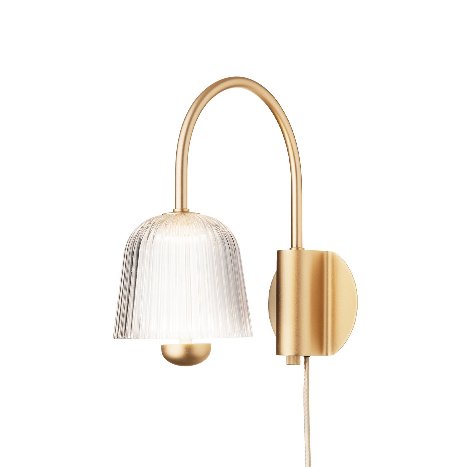 Nuura LED-Wandlampe Asteea, Breite 16 cm, messingfarben/klar