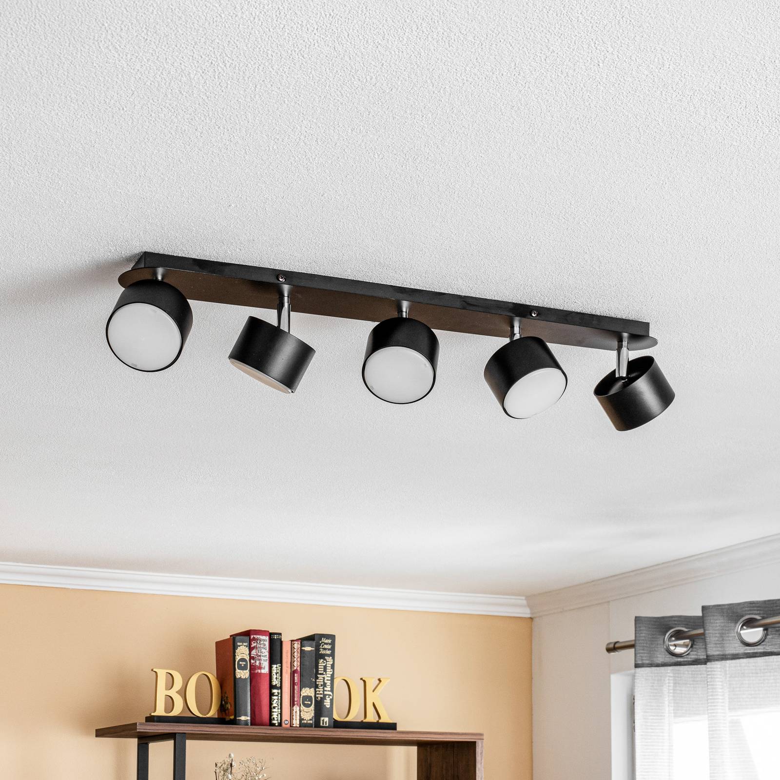 eko-light cloudy spot pour plafond à cinq lampes noir