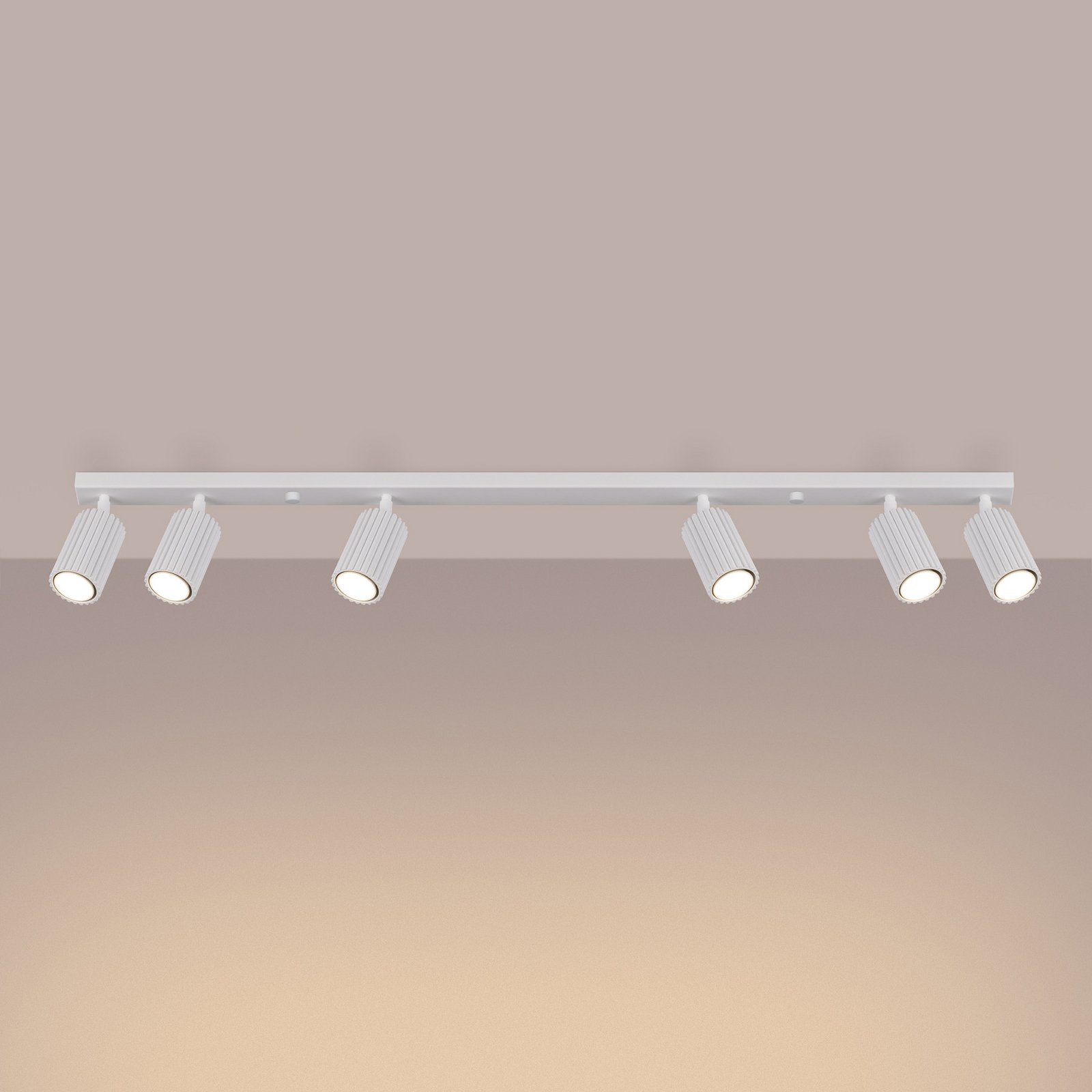 Deckenstrahler Karbon, weiß, Länge 117 cm, Alu, 6-flg.