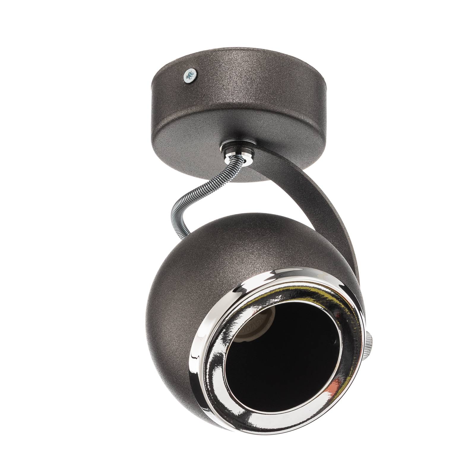 Euluna Kron ceiling spotlight, one-bulb, anthracite - Living / Dining Room - dimmable - Modern - Silver