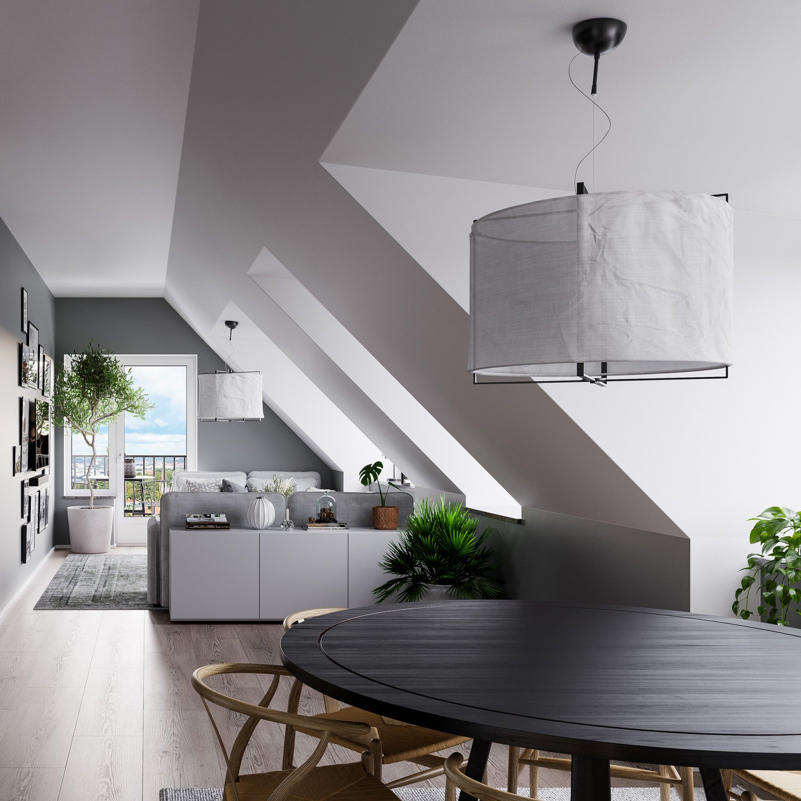 Softy Pendelleuchte Ø60 Matt Black/White - By Rydéns