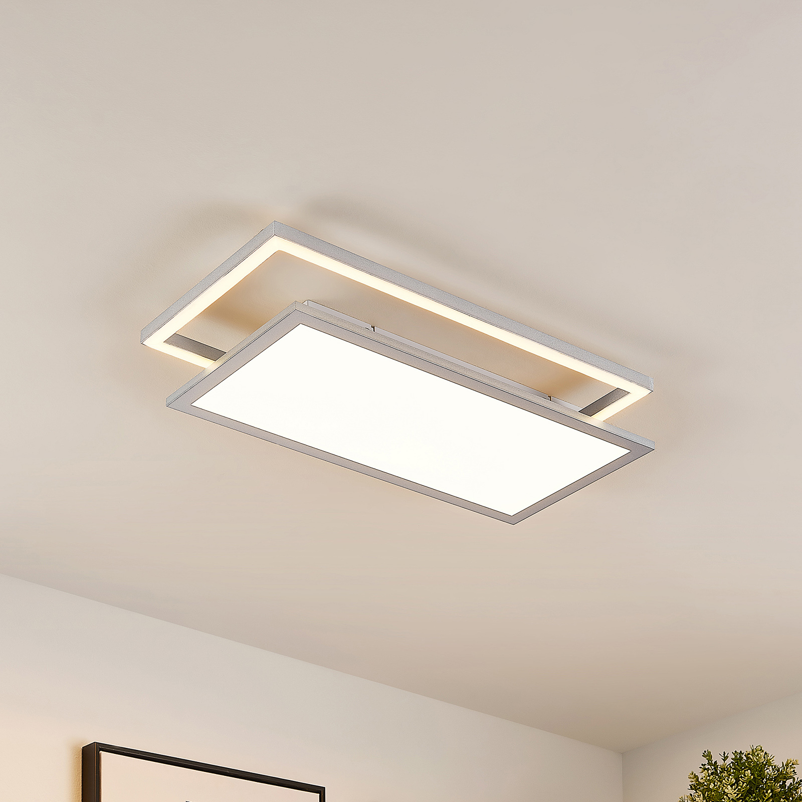 Lucande Senan LED-taklampe, rektangulær