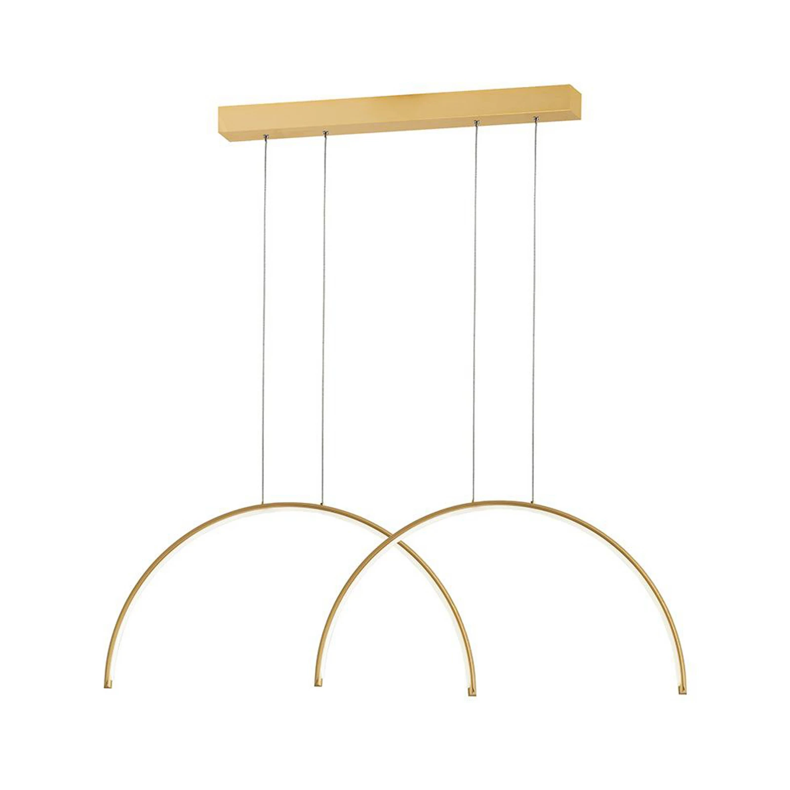 Závěsné světlo LED Megan, délka 95 cm, zlatá barva, 2 sv.