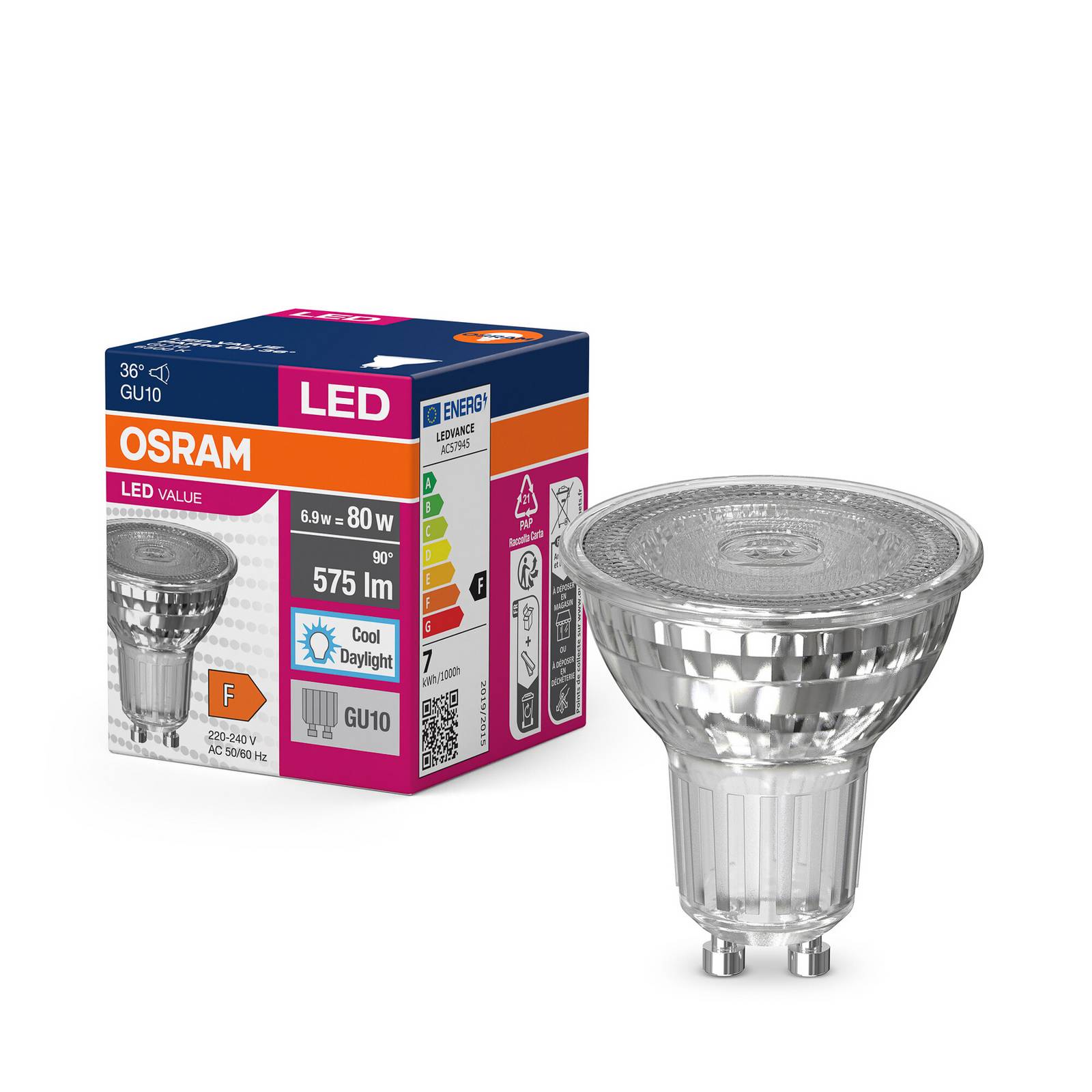 OSRAM LED-Leuchtmittel Reflektor GU10 6,9W 36° 865 klar günstig online kaufen