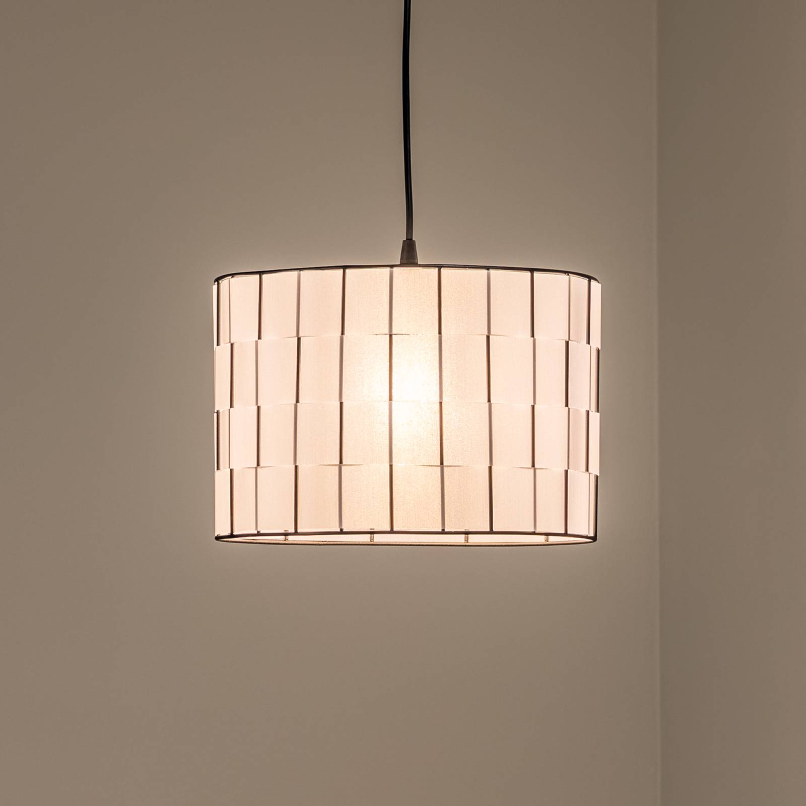 Lampa wisząca Atlanta, biała, Ø 30 cm, tekstylna, E27