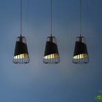 Lampada a sospensione Austell, lunghezza 76,5 cm, nero/oro, a 3 luci.