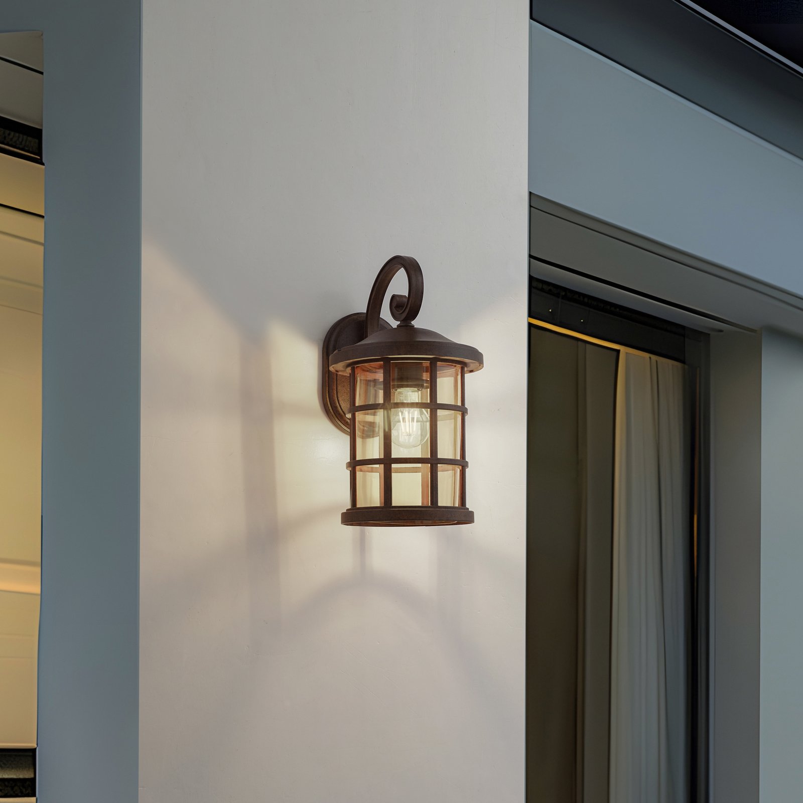 Applique da esterno Ankea, 37 cm, E27, ruggine/ambra, IP23 - Lindby