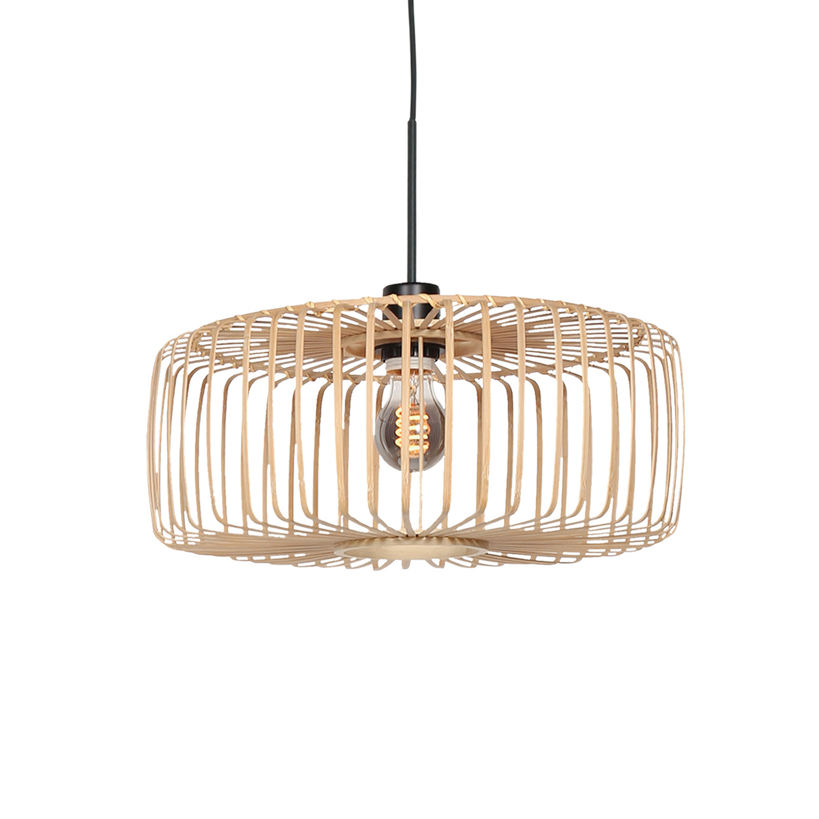 Suspension Sparkled Light, noir/bambou naturel, Ø 40 cm