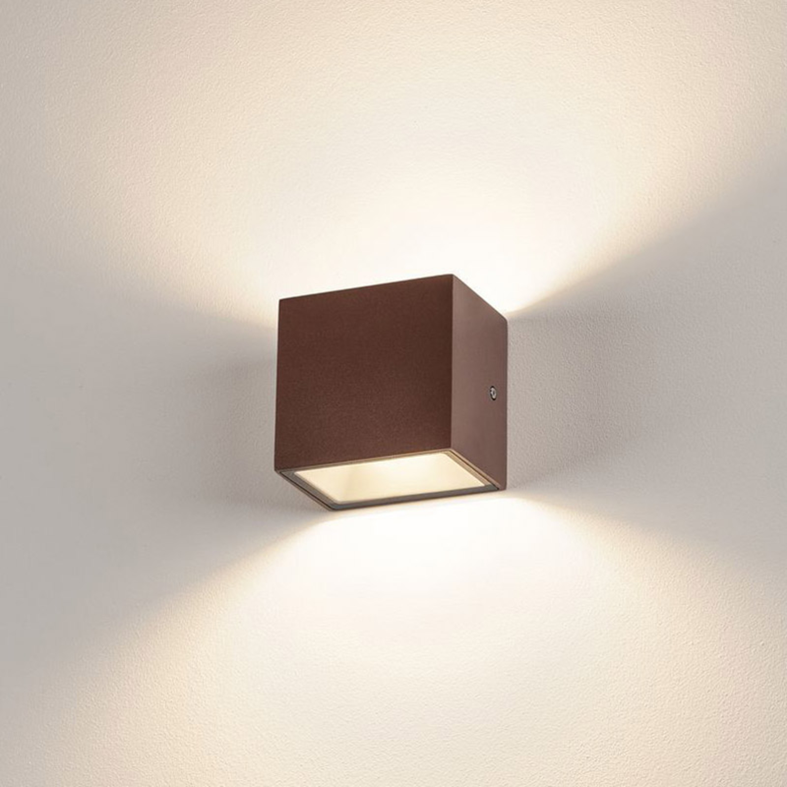 SLV Sitra Cube LED φωτιστικό τοίχου εξωτερικού χώρου, σκουριά