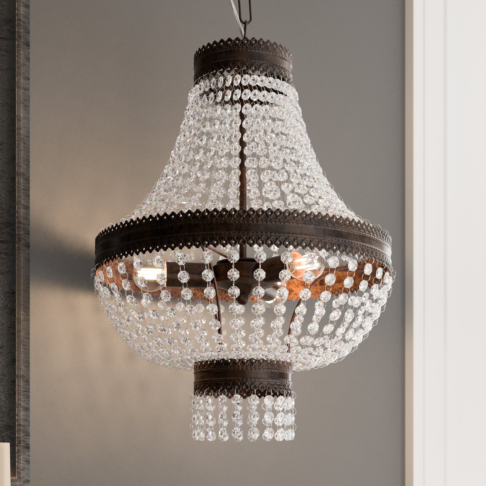Impero hanging light with crystal elements
