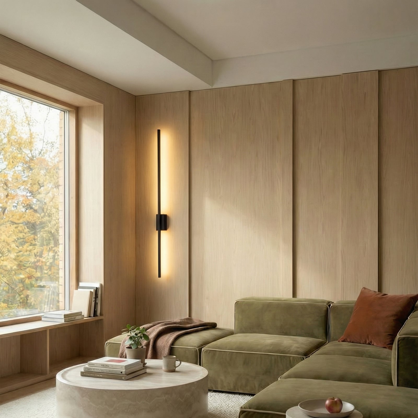 LED wall light Flash, black, height 108 cm metal 1-bulb