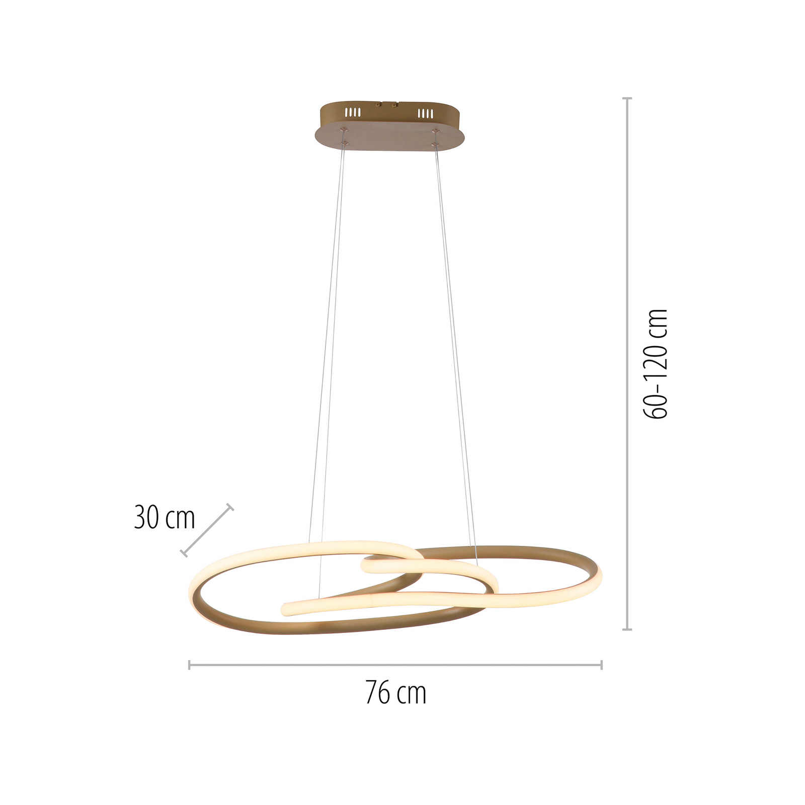 LED pakabinamas šviestuvas „TWIST“, smėlio spalvos, ilgis 76 cm, metalinis LED pakabinamas šviestuvas „TWIST“, smėlio spalvos, ilgis 76 cm, metalinis