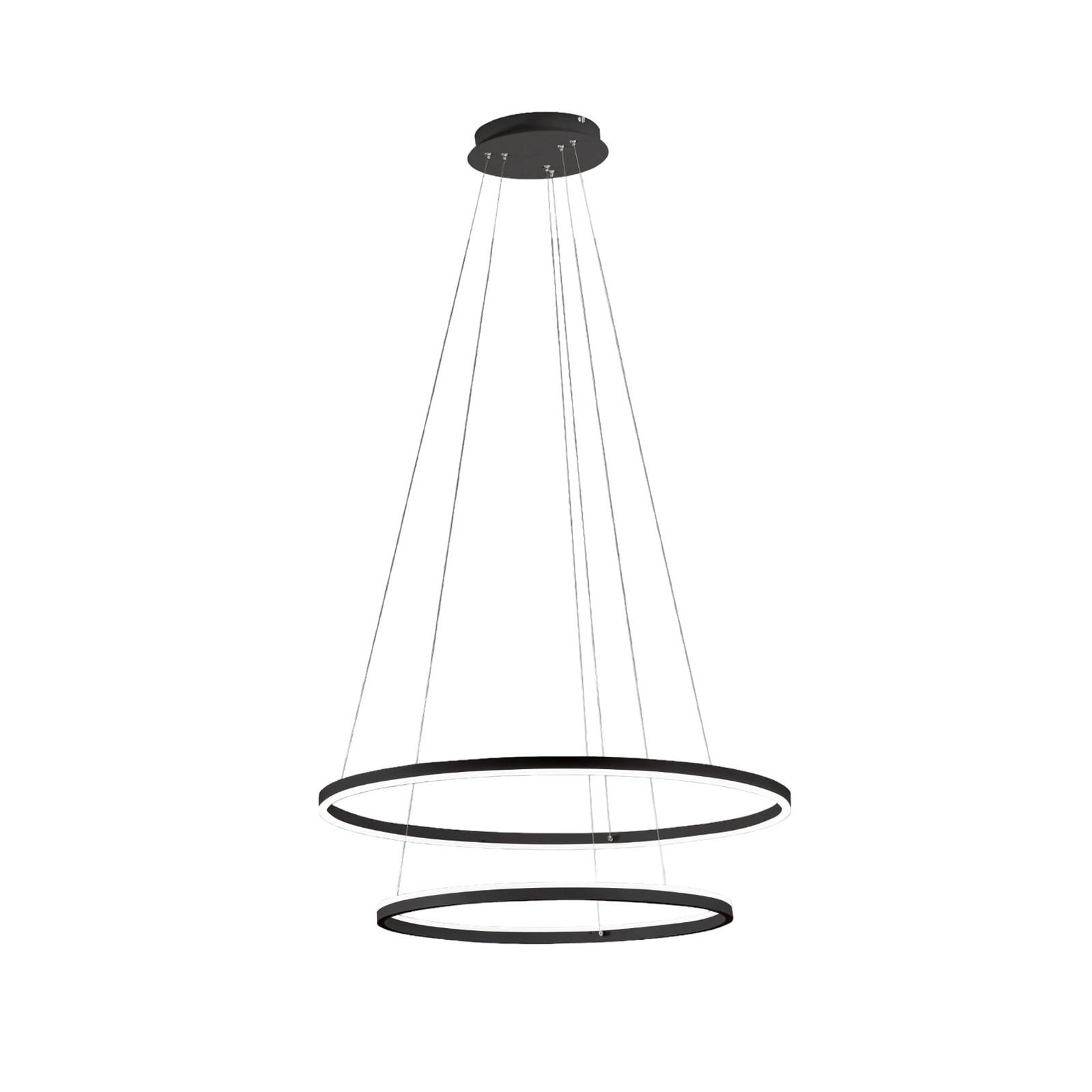 LED-Pendelleuchte Giotto, Ø 80 cm, 2-flammig, schwarz