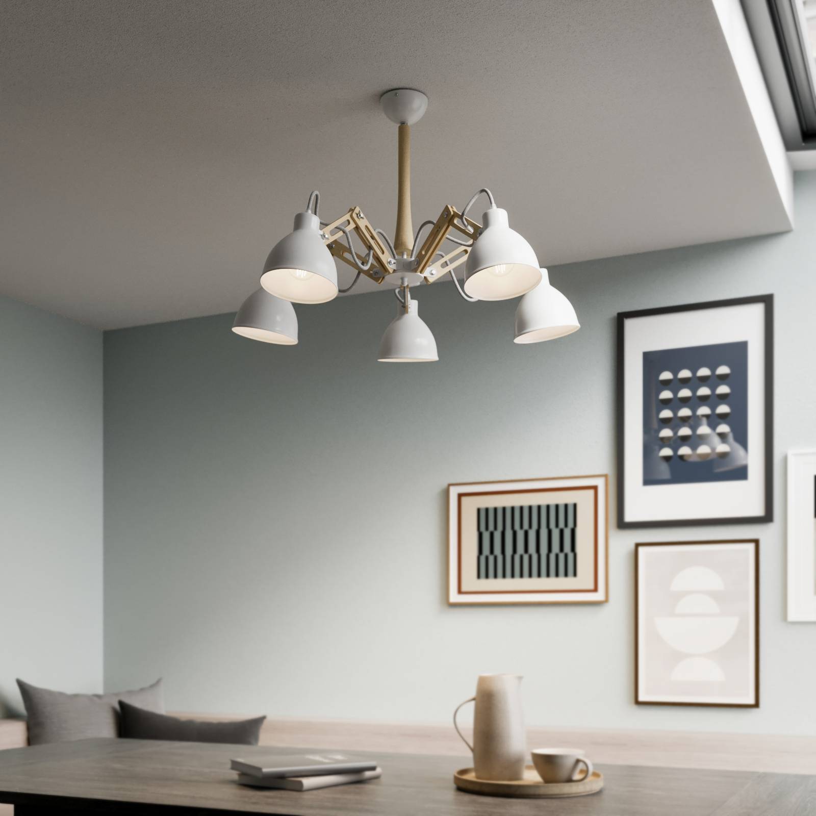 Photos - Chandelier / Lamp Lamkur Skansen ceiling lamp 5-bulb adjustable, white 