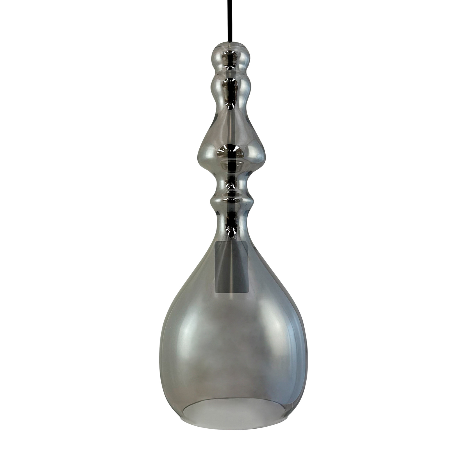 Steklena viseča svetilka Dyberg Larsen Lea, dimno siva