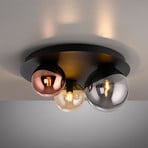 Loftlampe Shiny, 3 lyskilder, rund, flerfarvet, glas, E14