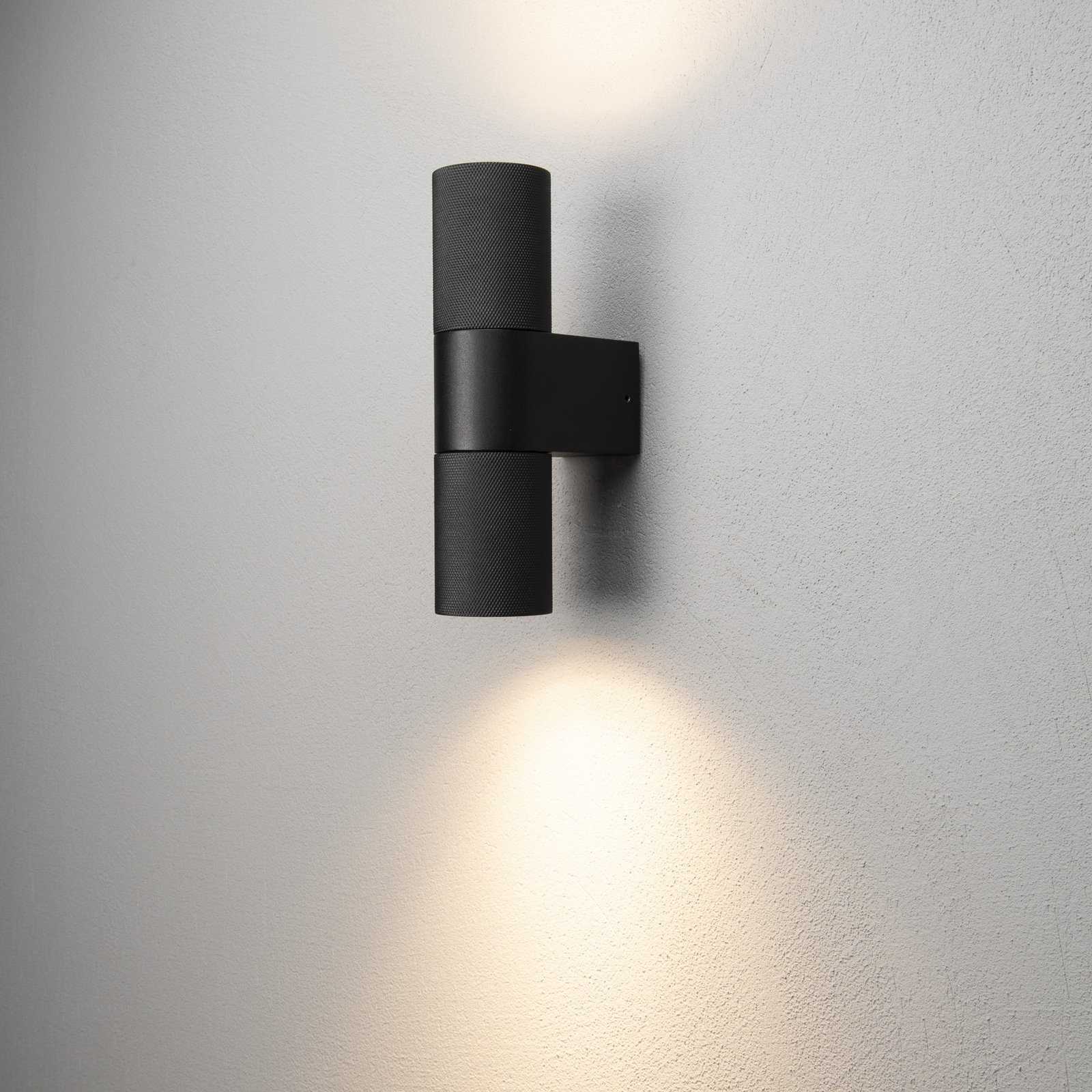 Temi outdoor wall lamp, black, width 11 cm, aluminium, up/down