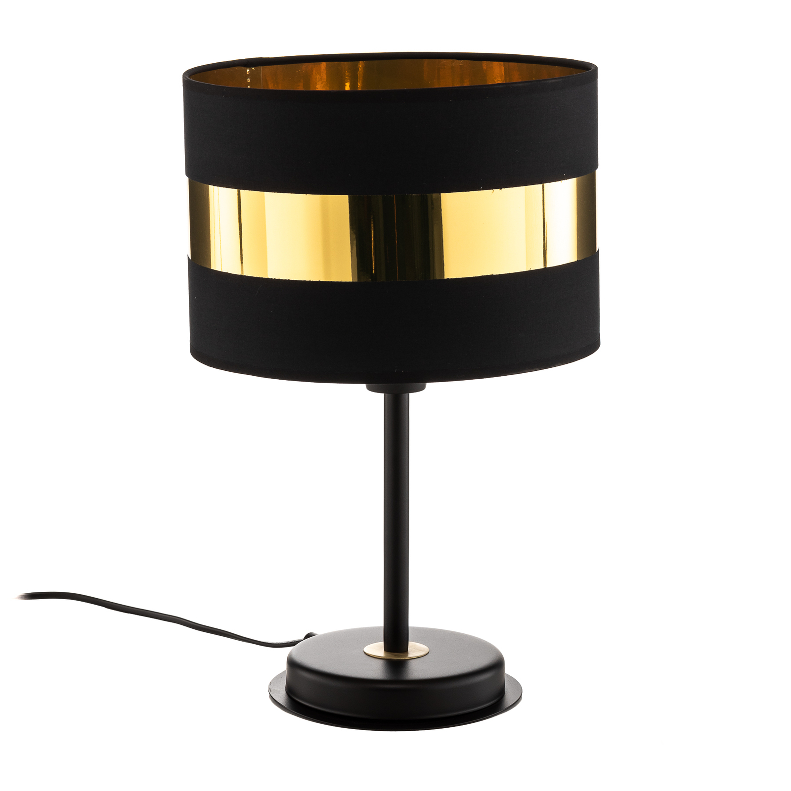 Lampa stołowa Palmira klosz z tkaniny czarna/złota