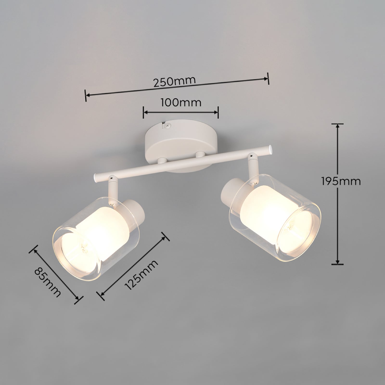 Plafoniera Neralo, a 2 luci, grigio chiaro, metallo, E14 Plafoniera Neralo, a 2 luci, grigio chiaro, metallo, E14