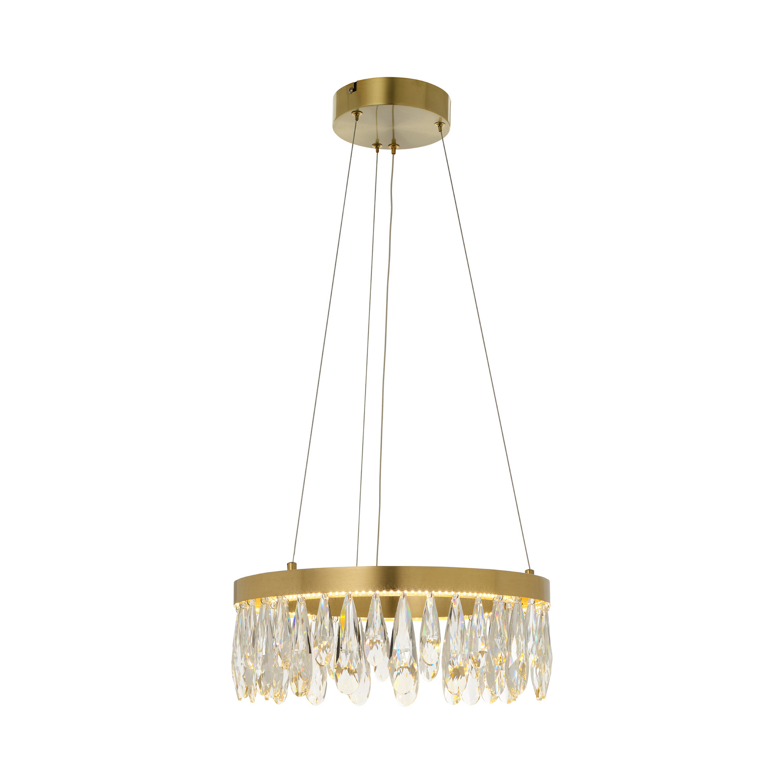 LED висяща лампа Celestia, Ø 40 cm, месингов цвят, кристал