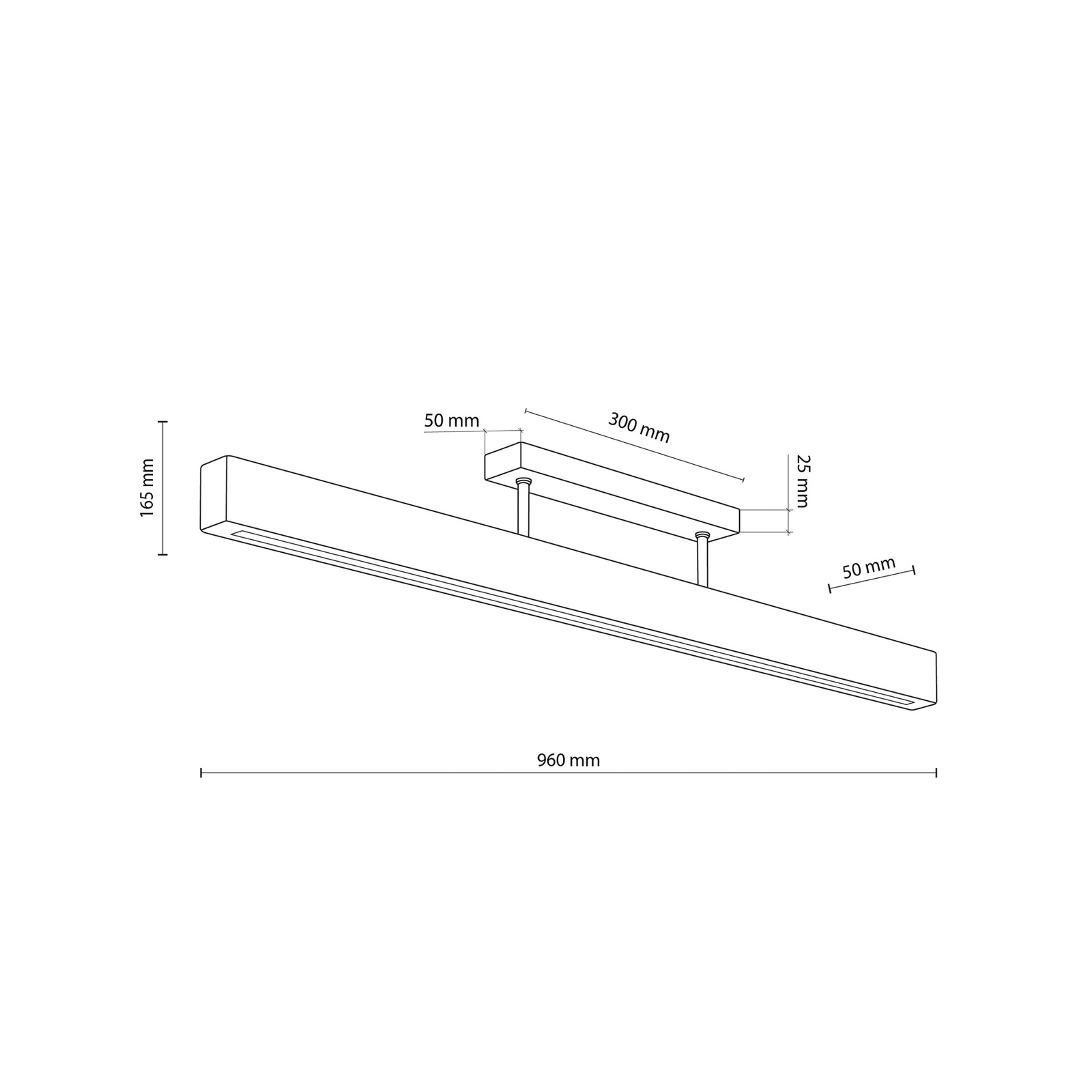 Teo LED drvena stropna svjetiljka, bor, 96 cm, 3000 K