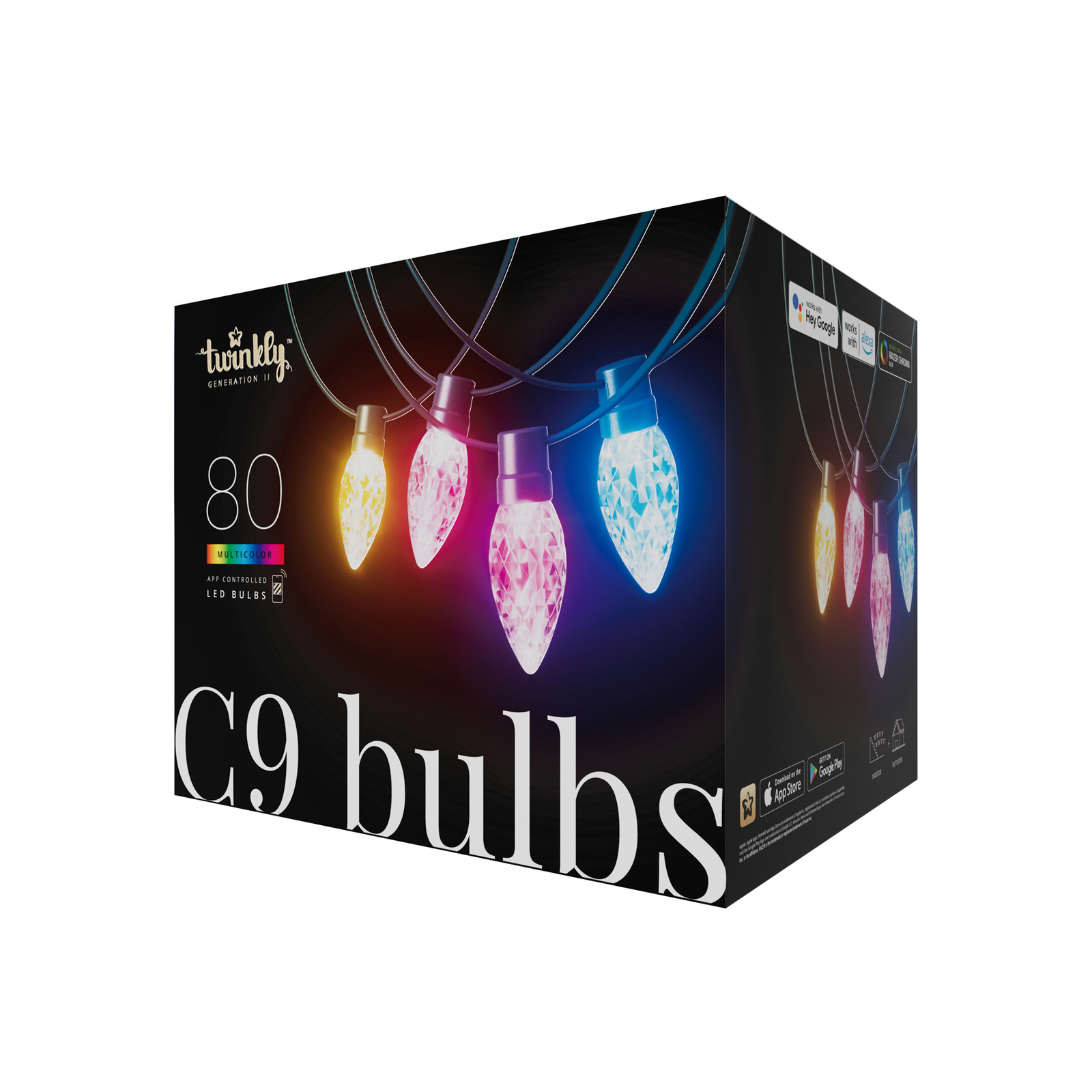 Twinkly Faceted C9 LED fairy lights RGB, CH, 24m