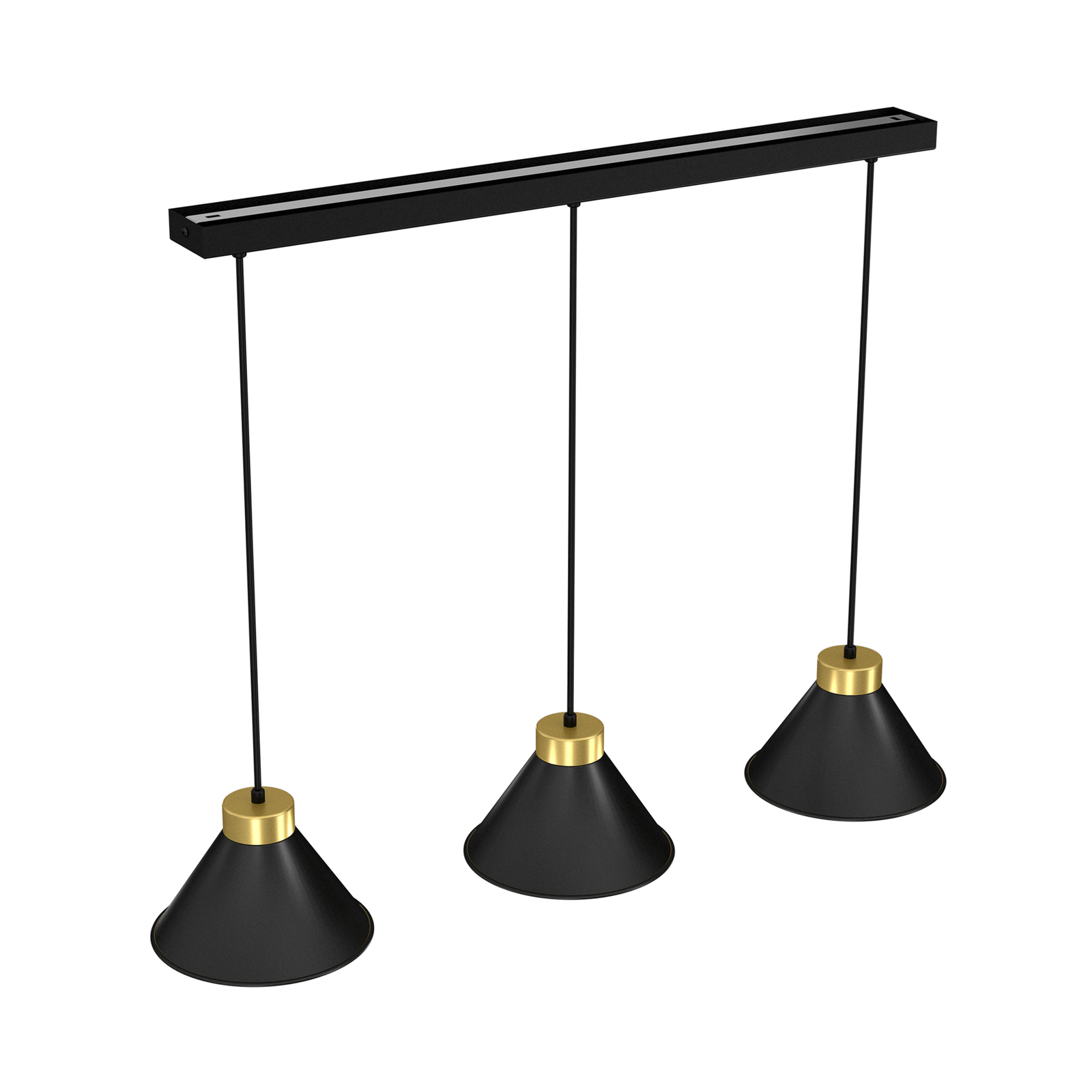 Maro candeeiro suspenso, Linear, preto, três lâmpadas