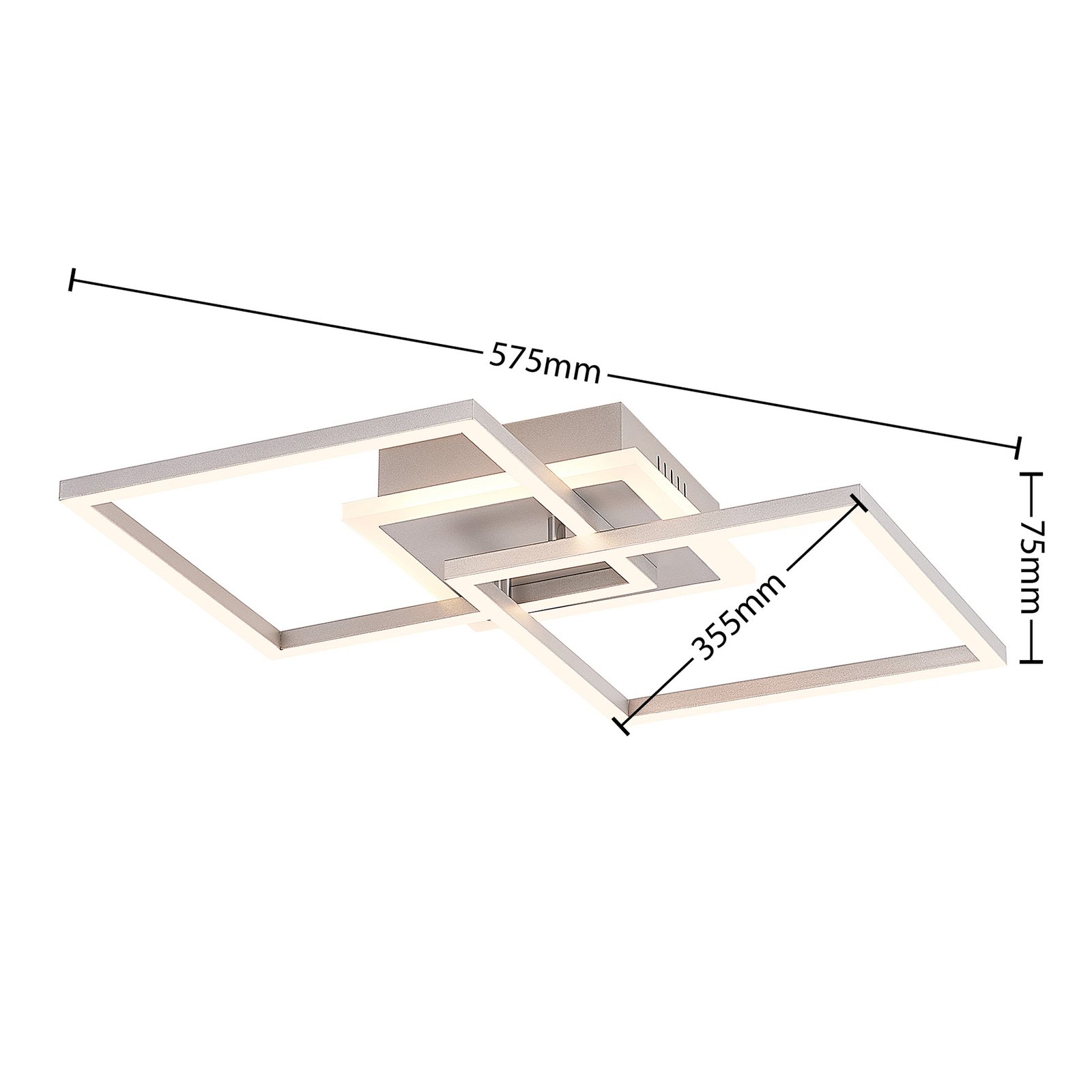 Lindby LED-Deckenlampe Fjardo, eckig, silber, CCT, Remote