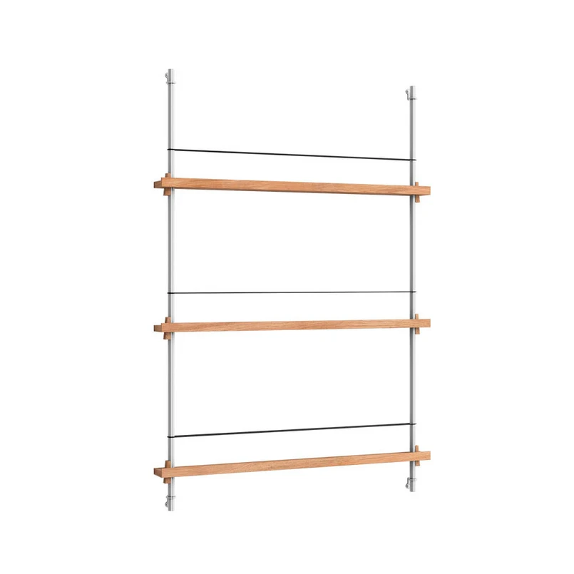 Moebe - Magazine Shelving 115 Regal Oak/Stainless Steel