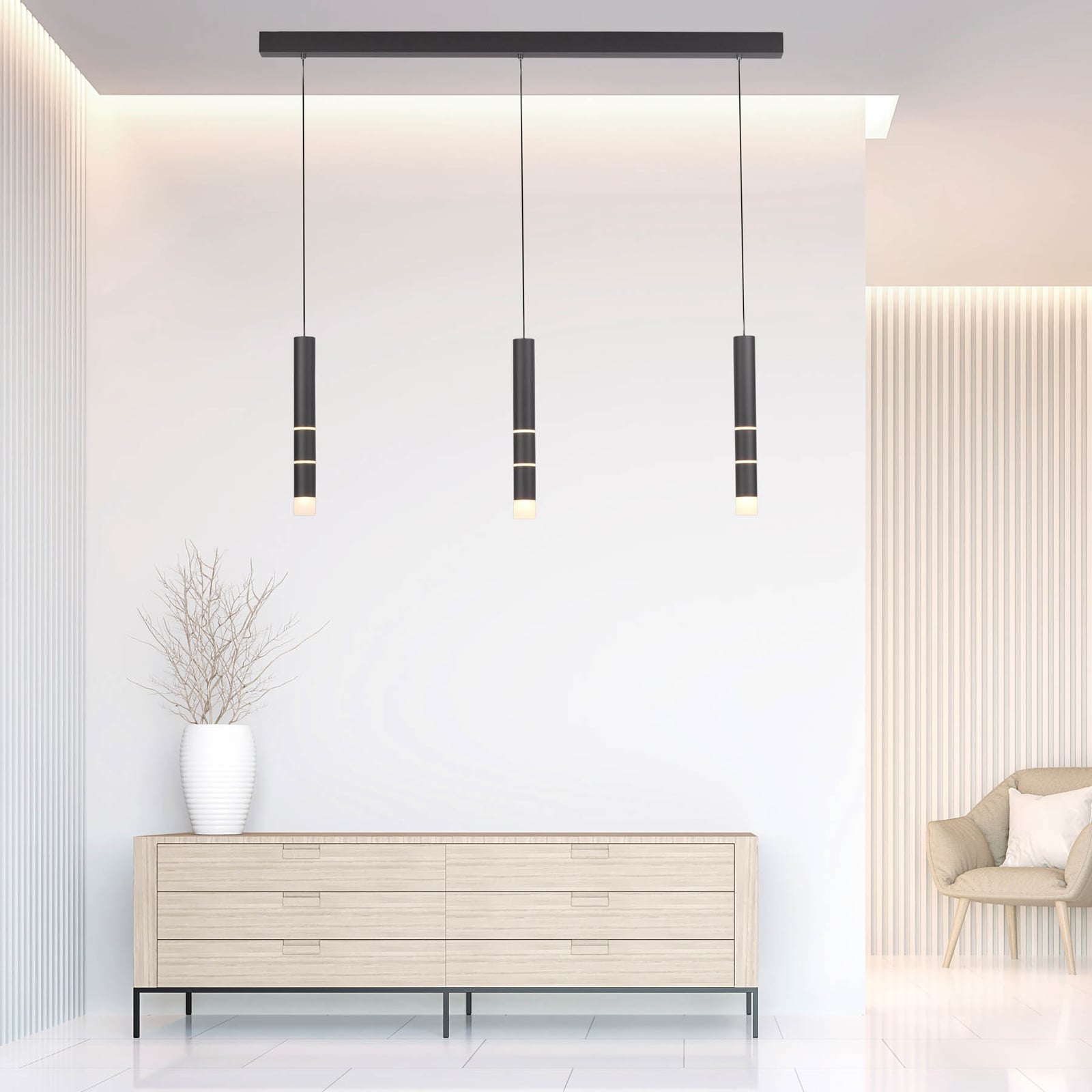 Vega LED-Hängeleuchte, drei Zylinder, schwarz - PURE Vega LED-Hängeleuchte, drei Zylinder, schwarz - PURE