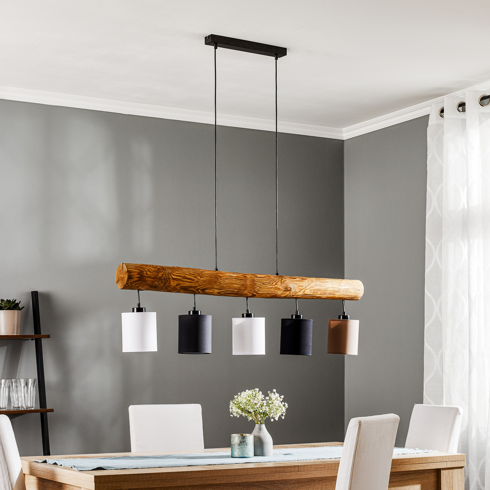 Furesta hanging brown/black/white/grey 5-bulb