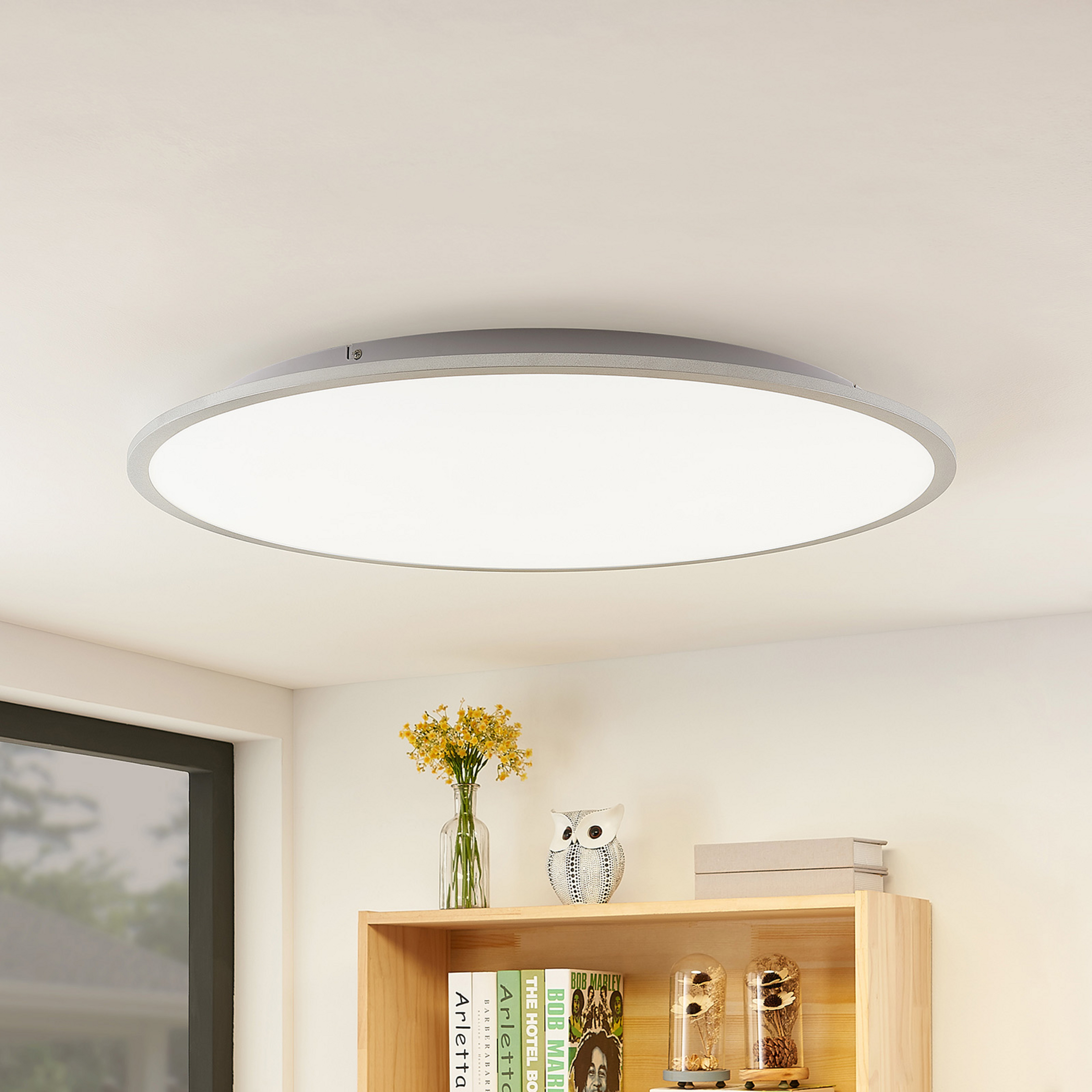 Lindby LED plafondlamp Narima, 4.000 K, Ø 80 cm, zilver