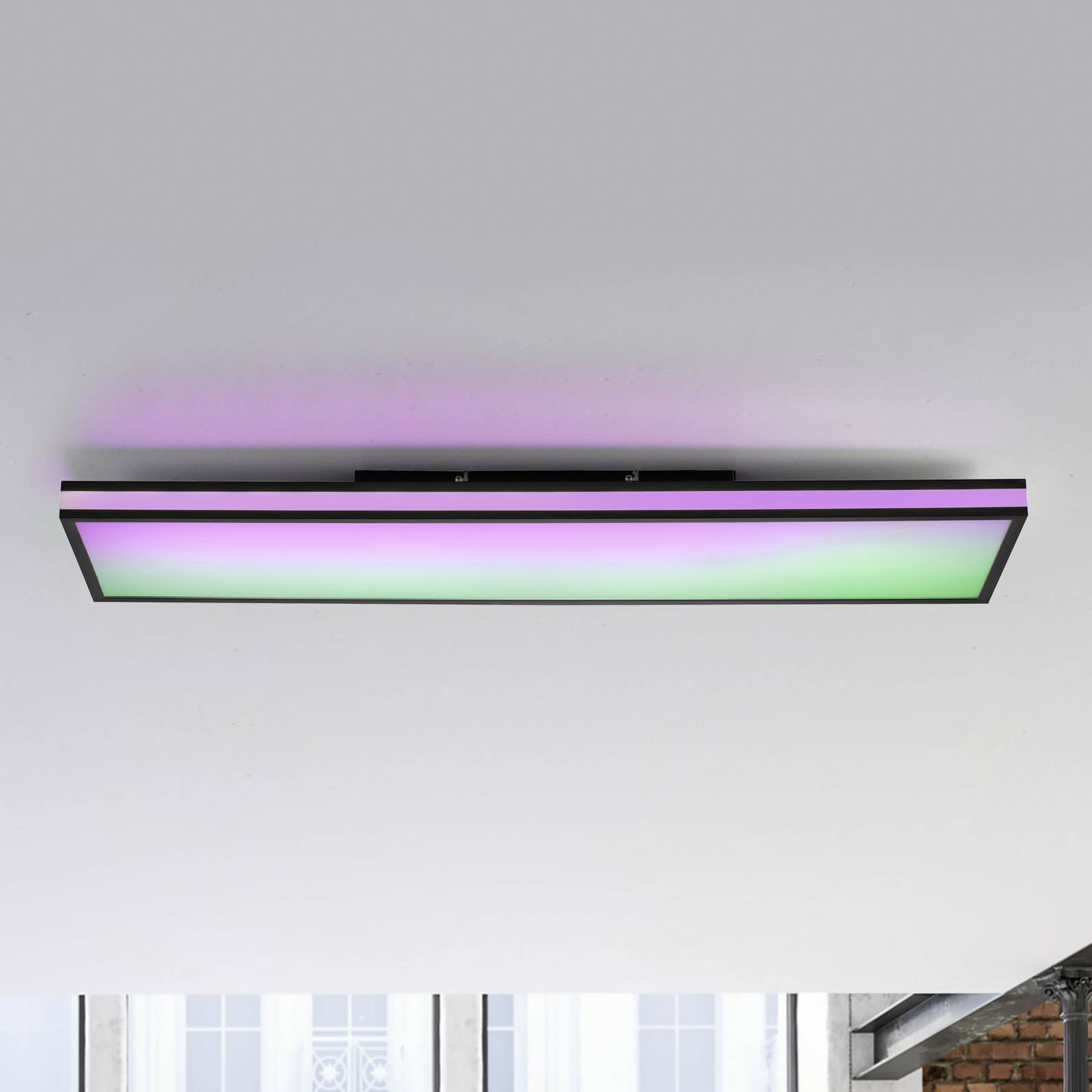 Leuchten Direkt LED-taklampa Mario CCT RGB 100×25 cm svart