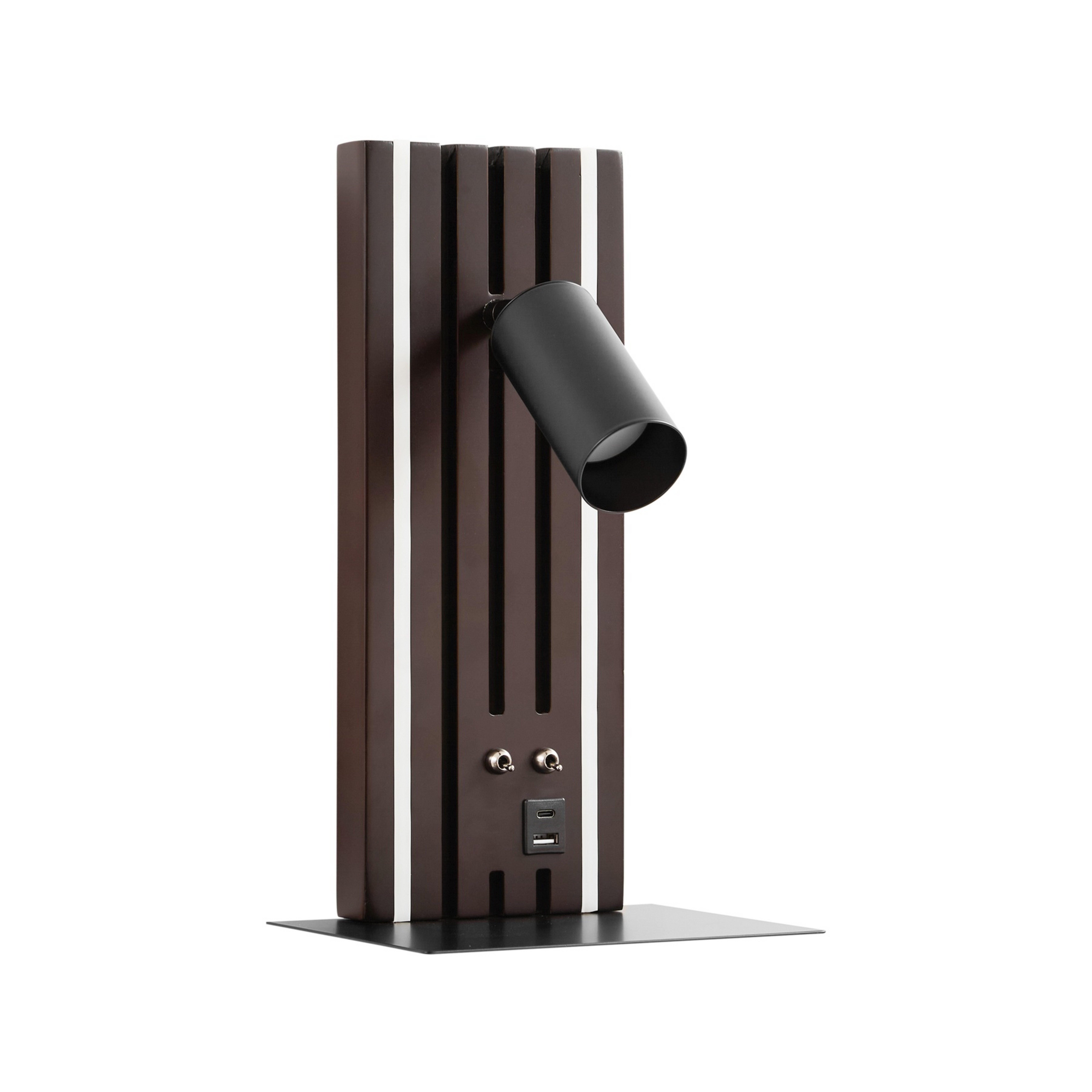 Tiron LED wandlamp, hoogte 35 cm, eikenhout, USB - Lucande