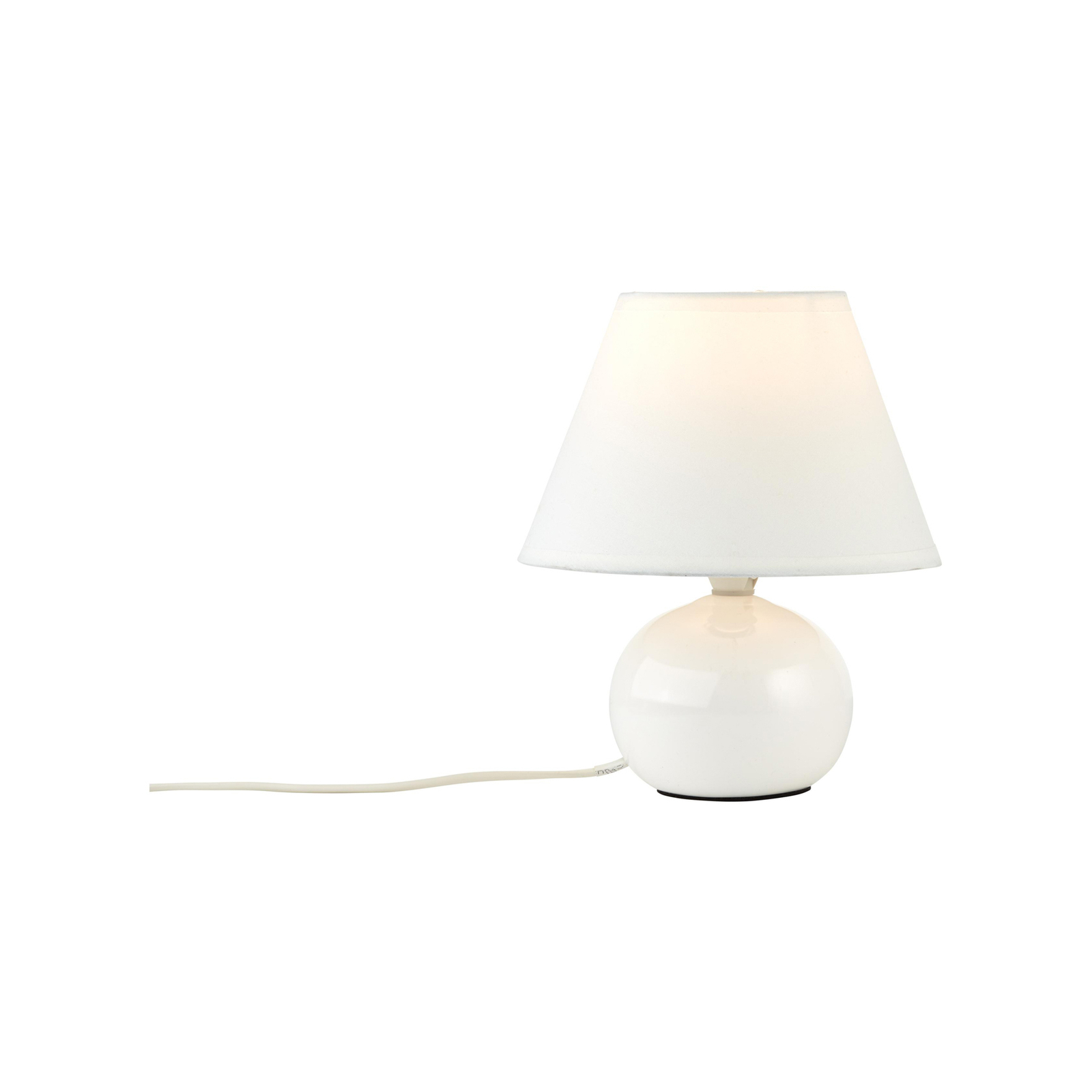 Stolná lampa Primo, biela, Ø 19 cm, textil/keramika