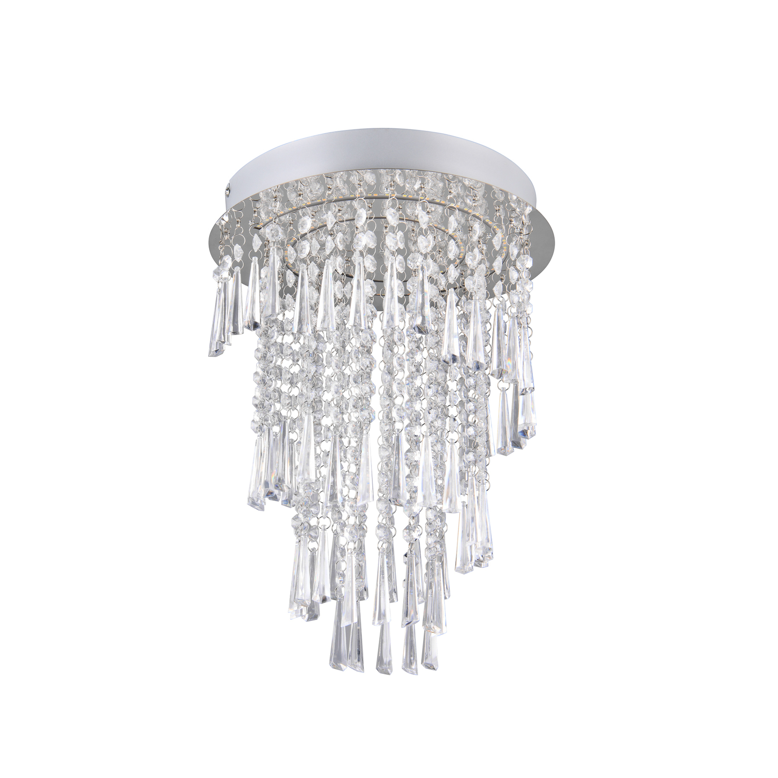 LED stropna svjetiljka Pomp, Ø 30 cm, krom, akril/metal, CCT