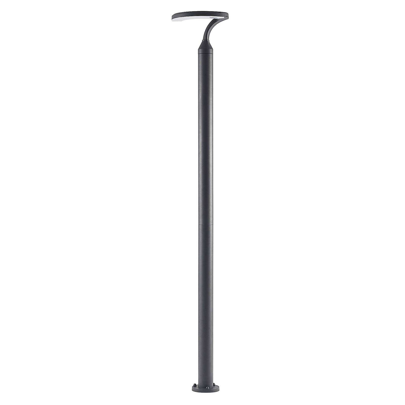 Lindby Keily LED lamp post, semi-circular, aluminium, plastic, 11.4 W, L: 19.5 cm, W: 25 cm, H: 160 cm