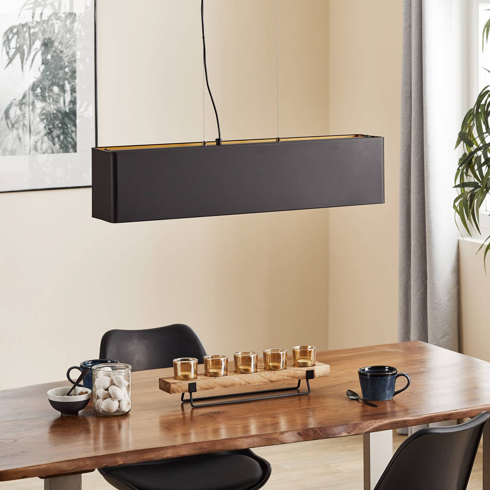 Hanglamp Tuse, lengte 80 cm, zwart