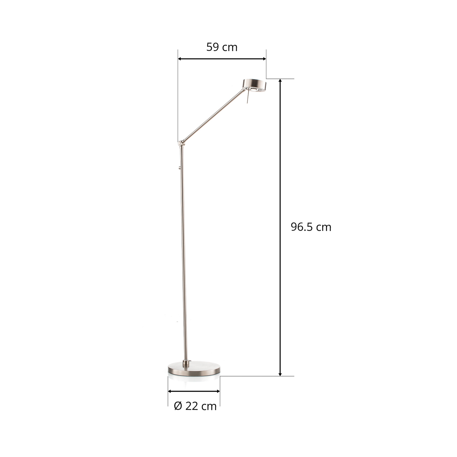 Lampadaire LED Elegance à 3 articulations nickel