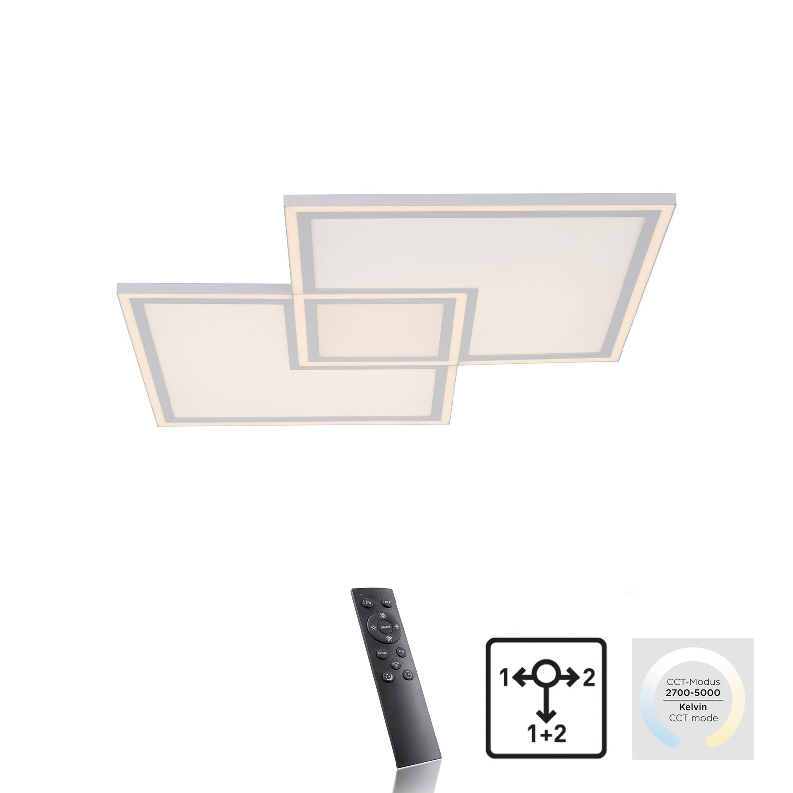 Plafonnier LED Edging CCT, 67,5 x 67,5cm