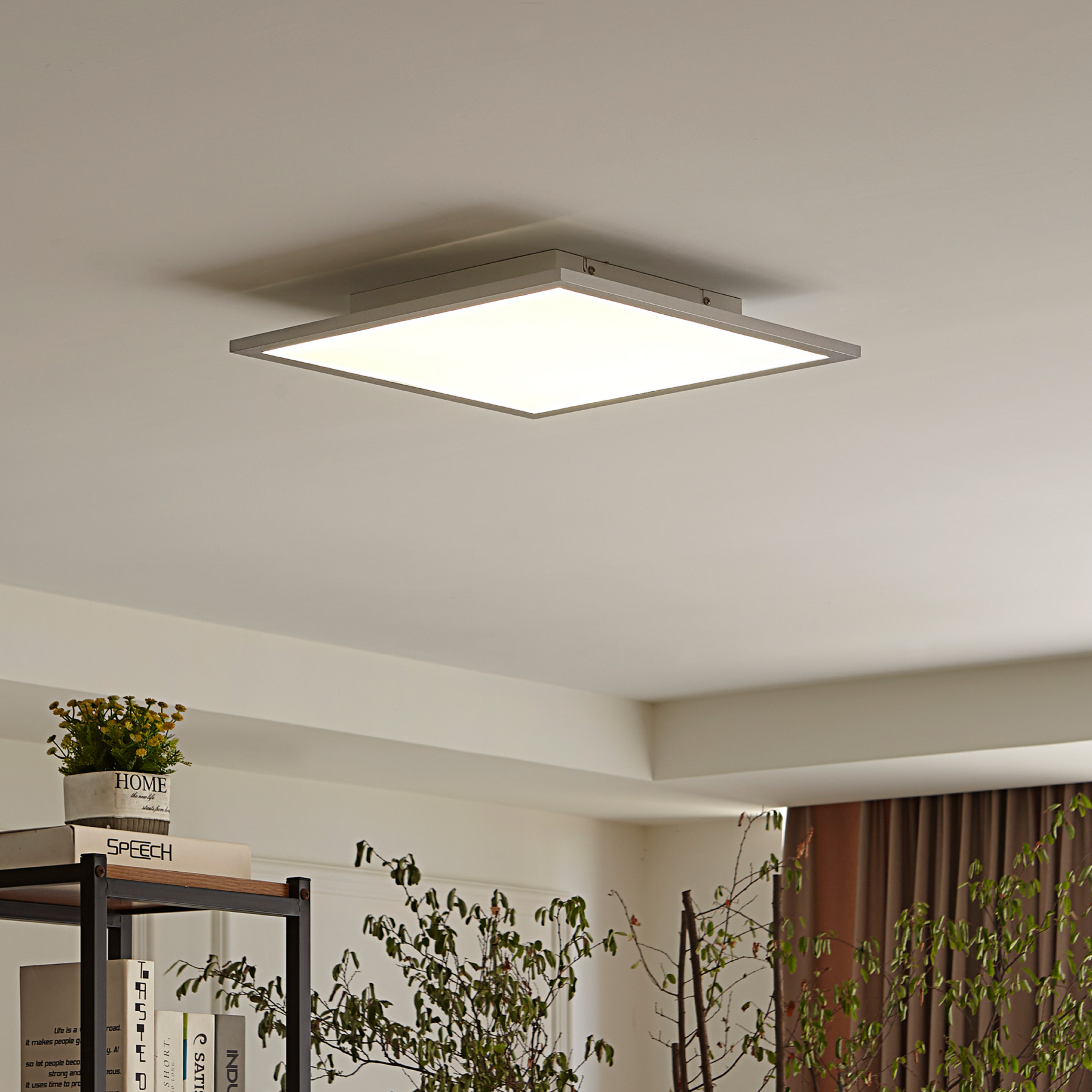 Lindby LED-panel Livel, 4000K, 40 cm x 40 cm, silver, metall