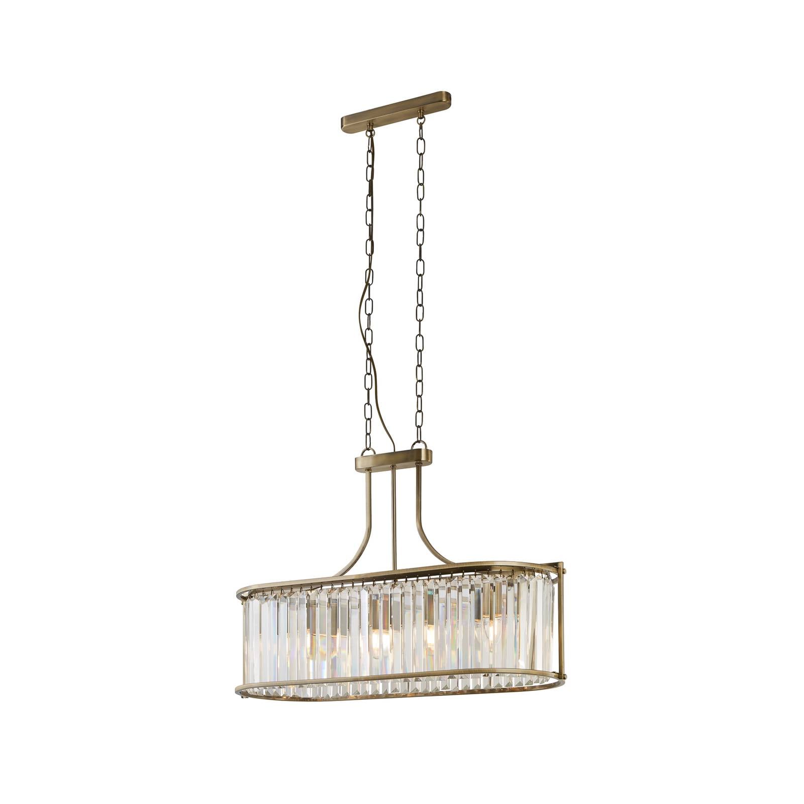 Victoria 5-flammige ovale Pendelleuchte antikes Messing klares Kristall - Searchlight