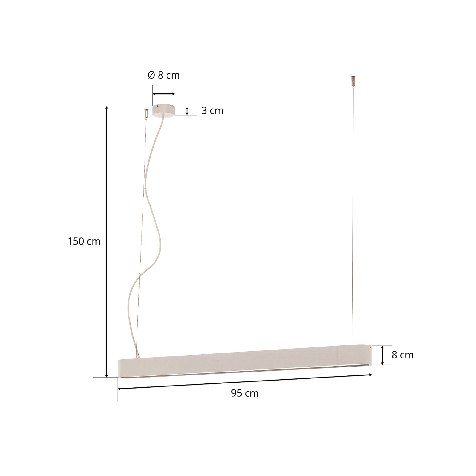 Mjuk pendellampa vit 95 cm