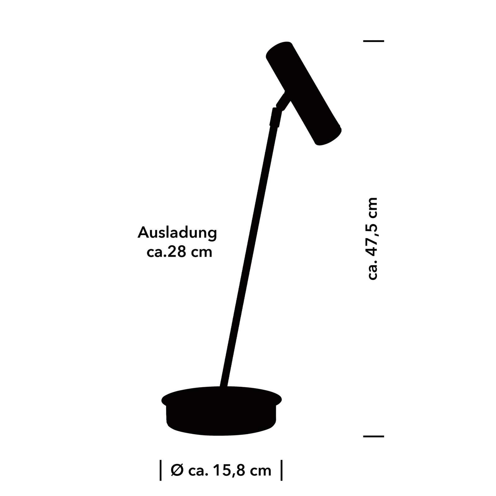 Tom Pro LED lampă de masă, negru, înălțime 47 cm, CCT, dimabil