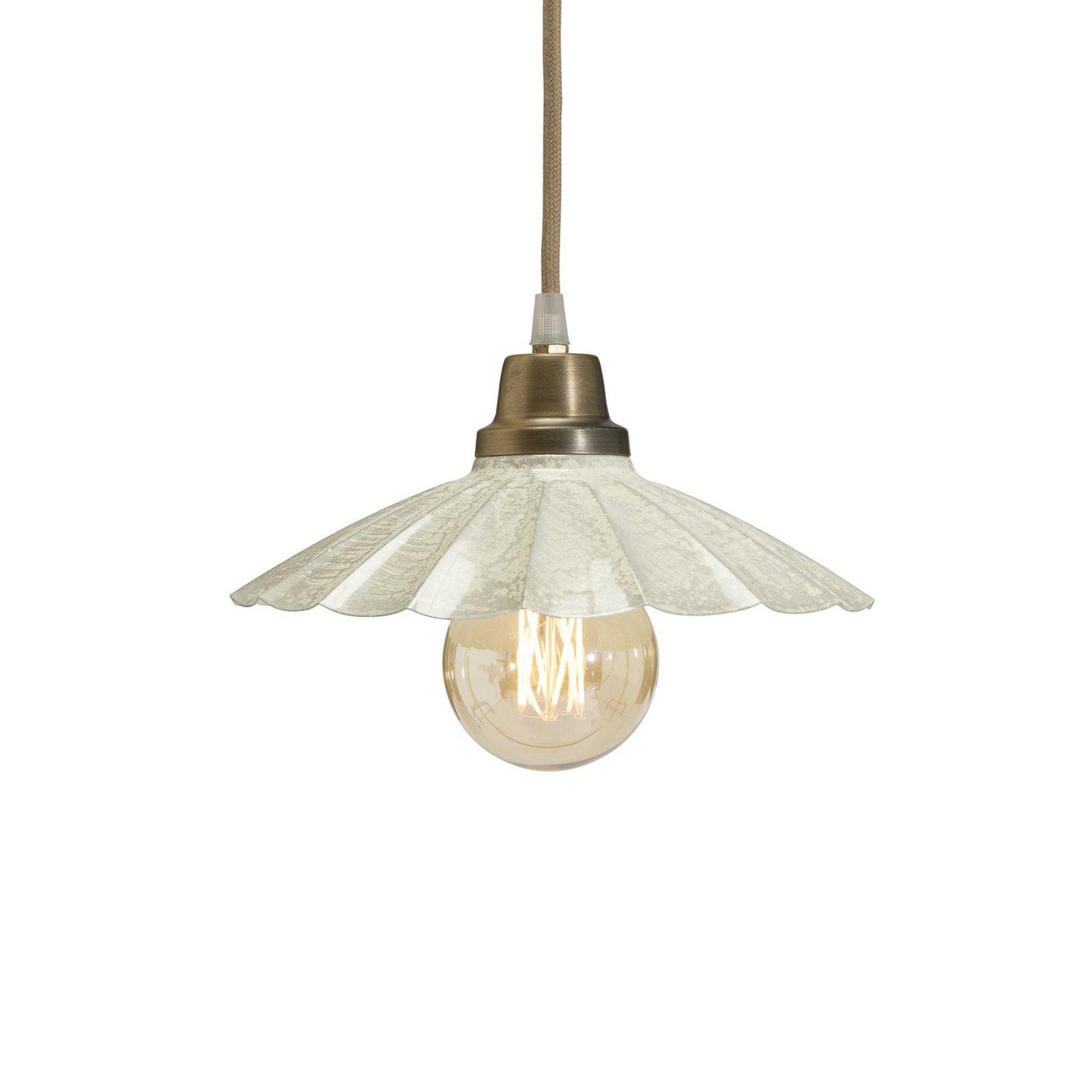 PR Home pendant light Ester, offwhite, Ø 24 cm, iron plug