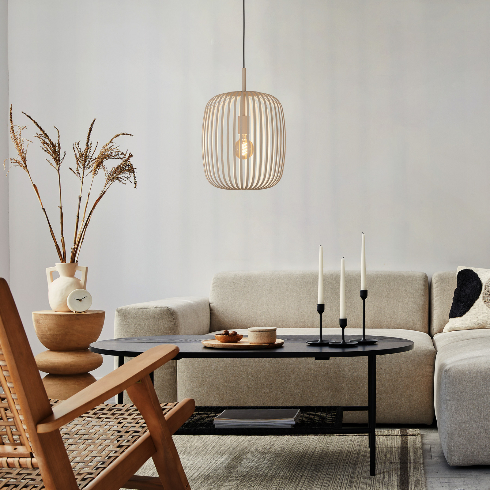 Lámpara colgante Romazzina, beige, Ø 33 cm, metal, E27